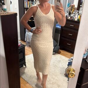 Freshman Cream Knit Midi Dress